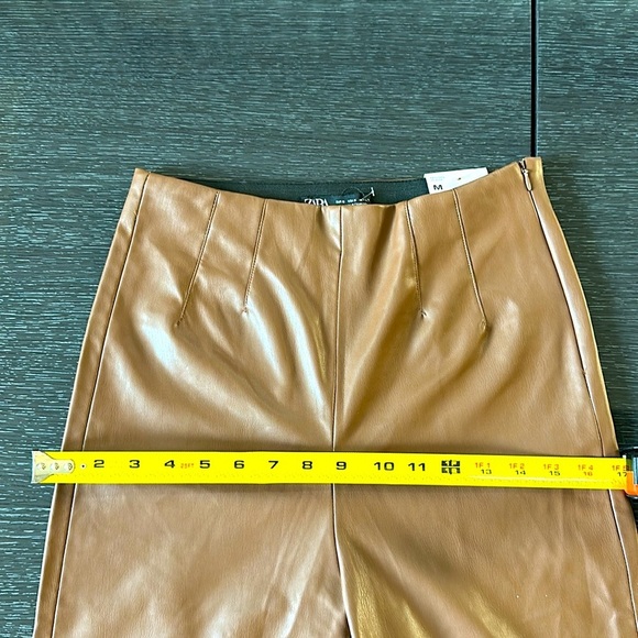 Zara High Rise Faux Leather Leggings Pants Brown. New with tags. Size M / 28 - Picture 4 of 8